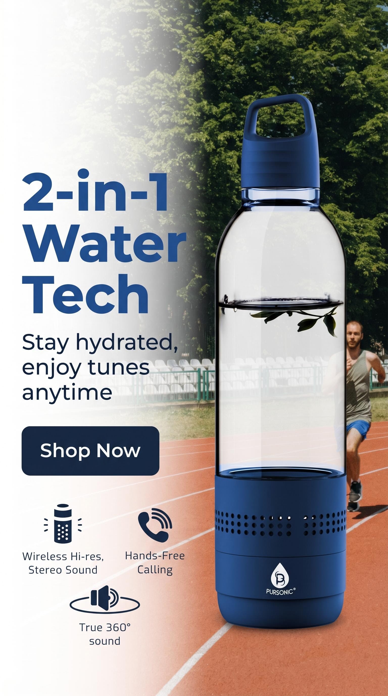 Pursonic 2-in-1 Water Bottle with Built-In Wireless Speaker