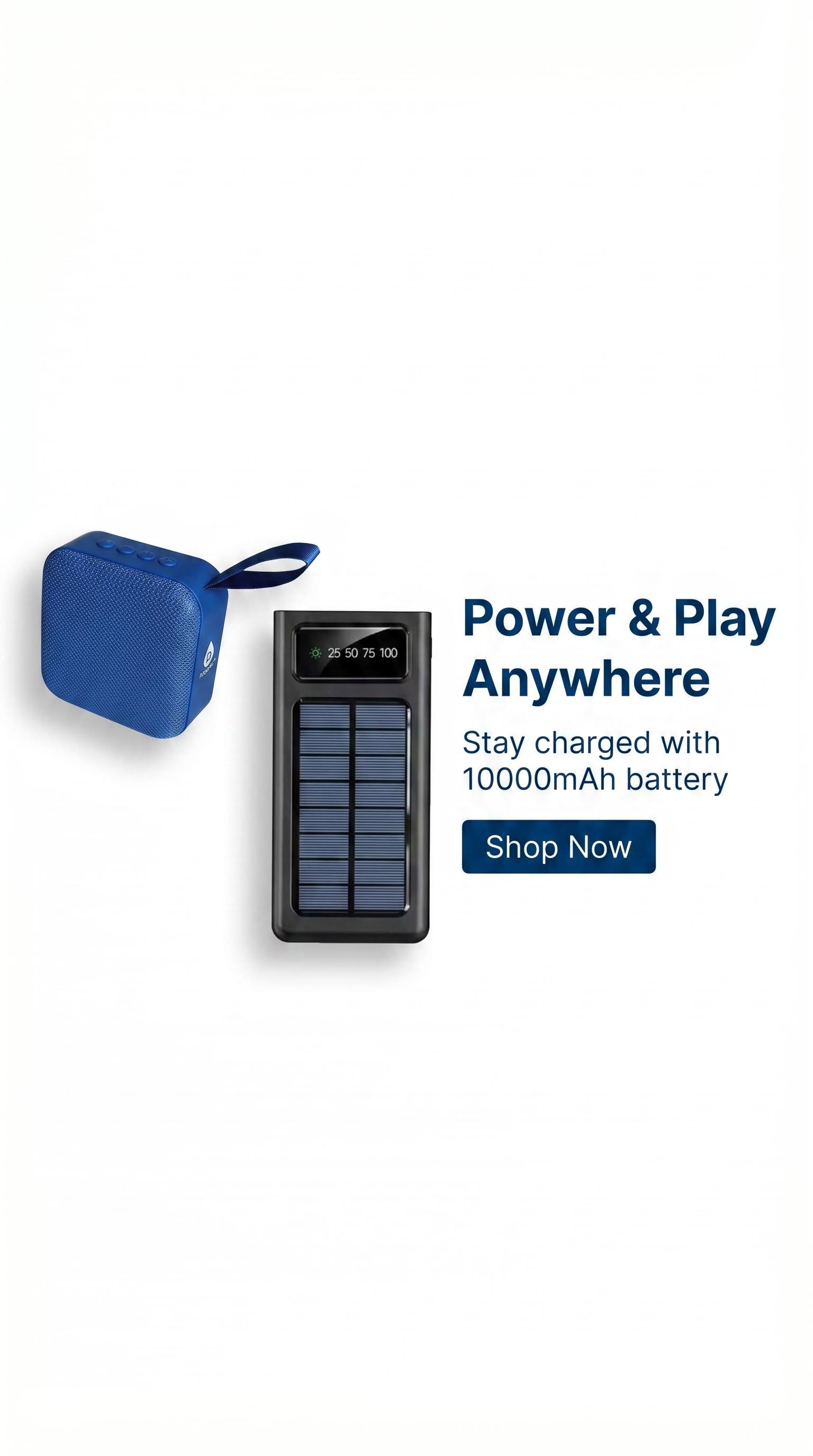 Portable Solar Power Bank + 360° Wireless Speaker