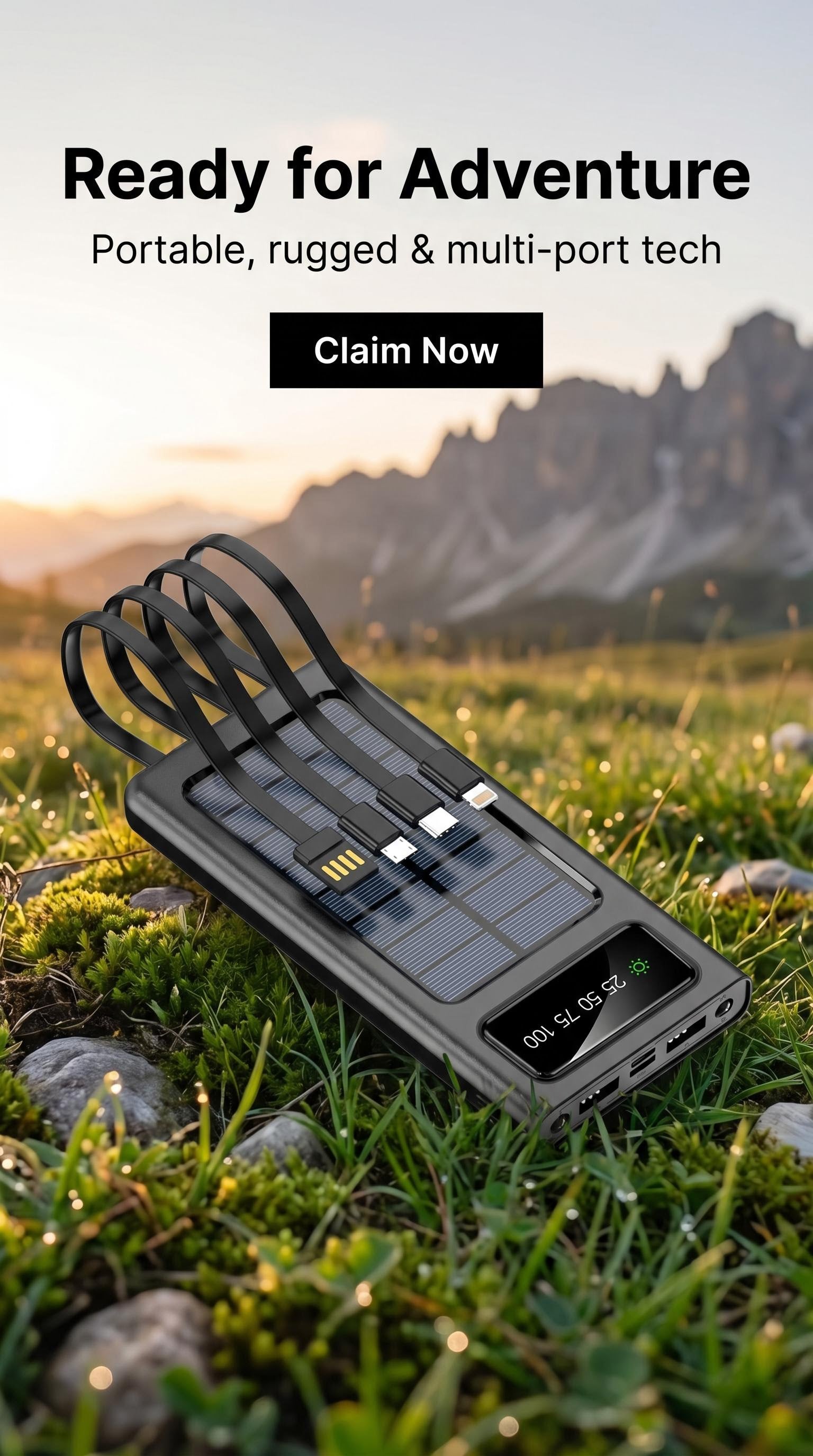 Portable Solar Power Bank + 360° Wireless Speaker